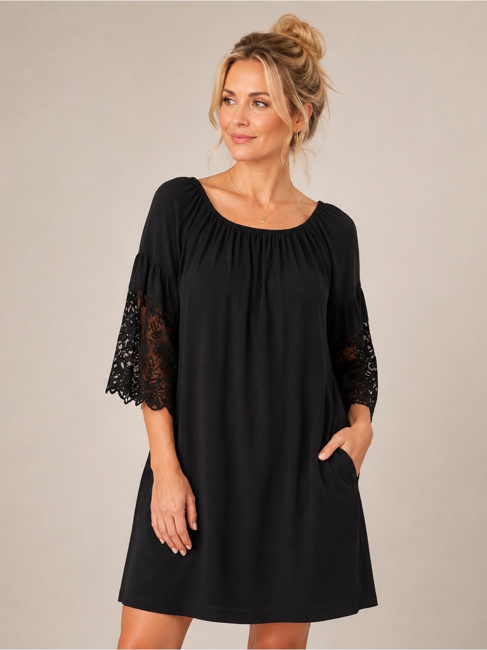 Ralph Lauren LBD with Feminine Lace Sleeves